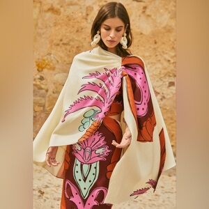 Johanna Ortiz Flores De Alma Wool and Silk blend Shawl